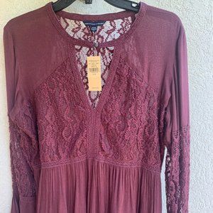American Eagle - Burgundy Boho Style Lacey Top - NWT - Size M